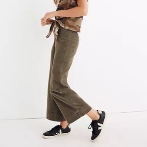 Madewell olive green velveteen Emmett crop pant